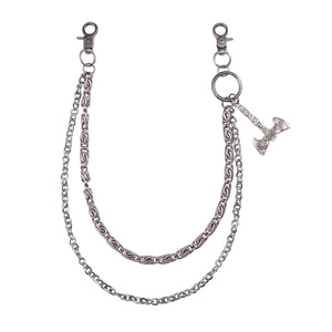 Cadena de cintura estilo punk de doble capa con colgante de hacha vikinga nórdica Yueli, cadena para pantalones de metal para uso diario, plata tibetana - Product Image 5