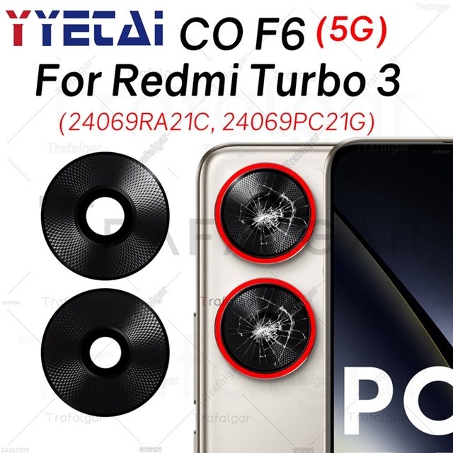 Rear Back Camera Glass Lens Cover For Xiaomi POCO F6 5G Redmi Turbo 3 24069PC21G 24069RA21C Replacement with Adhesive Sticker