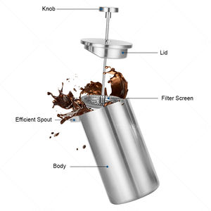 Cafetière à piston isotherme portable Tenrey 350ml 600ml 800ml en acier inoxydable pour camping et voyage, <span class=keywords><strong>sans</strong></span> poignée - Product Image 5