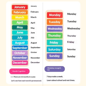 <span class=keywords><strong>Calendario</strong></span> Diario de Madera Montessori, Juguete Educativo para Niños, Regalos, Tablero de Aprendizaje Preescolar 7 en 1 para Clima, Estaciones y Hora - Product Image 4