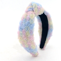 DREAM FASHION Bandeau pour femme en organza léger, fait main, avec nœud personnalisé, motif fleur 3D dégradé de roses, accessoires capillaires