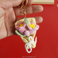 Adorable porte-clés fleur en crochet tricoté à la main, pendentif tulipe en tricot, objets décoratifs