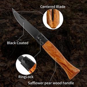 Cuchillo Plegable de Supervivencia para Camping, con Hoja de Acero Inoxidable y Mango de Madera de Haya, en Oferta - Product Image 4