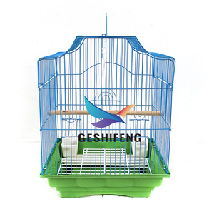 Basit taşınabilir katlanabilir küçük Metal kırmızı mavi kanarya kuş kafesi ile inşa besleyici kupası - Product Image 4