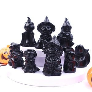 Venta al por mayor <span class=keywords><strong>de</strong></span> cristal natural calabaza fantasma hechicero bruja tallas negro obsidiana Helloween tallas para <span class=keywords><strong>la</strong></span> decoración - Product Image 4