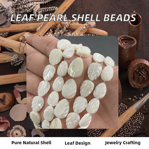 Perles en os et corail blancs sculptés en forme de feuille d'arbre naturelle pour la fabrication de bijoux, certifiées par un tiers - Product Image 2