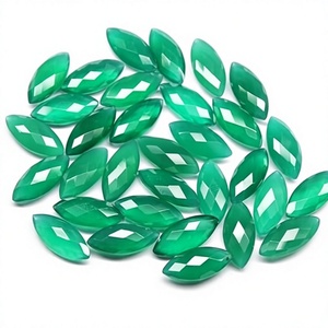 Onyx vert naturel de haute qualité pierre précieuse en vrac forme de marquise coupe à facettes semi-précieuse toutes les tailles disponibles pour la fabrication de pendentifs - Product Image 1