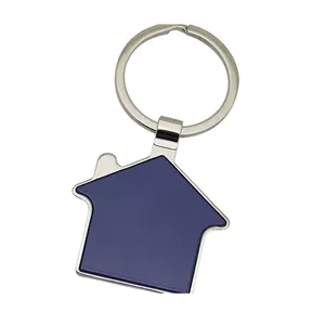 Fabbrica all'ingrosso Logo personalizzato inciso casa immobiliare a forma di agente immobiliare catena chiave sublimazione metallo bianco casa portachiavi