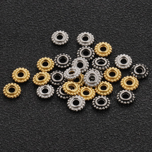 Stainless Steel Lace Wheel Beads 6mm Round Polka Dot Ring <b>Spacers</b> For DIY Bracelets Necklaces Gear Beads Accessories - Product Image 4