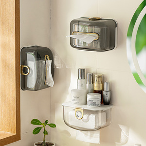 Boîte à mouchoirs murale de luxe, rectangulaire, translucide, blanc glacé, gris châtain, multi-usages, salle de bain, cuisine, papier toilette - Product Image 2