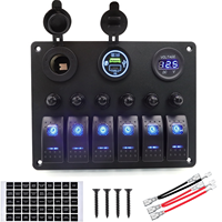 Panneau d'interrupteurs étanche marin avec disjoncteurs, chargeur USB PD, prise allume-cigare, voltmètre, panneau d'interrupteurs 6 voies pour bateau 12V