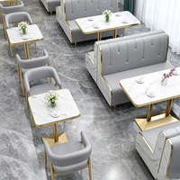 Ensemble de mobilier en cuir tendance pour restaurants, snack-bars, boulangeries, cafés et autres points de vente : tables et chaises pour salons de thé, restaurants de nouilles, restaurants de burgers et restaurants de desserts.