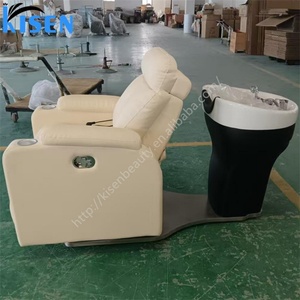 Kisen Salon Bed Chair Electric Shampoo <b>Sofa</b> with Stainless Steel Base Ceramic Sink Manual Rotation Electric Reclining - Product Image 6