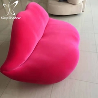 Sofá de Espera para Salón de Belleza en Color Rosa Intenso, Sofá Moderno en Forma de Labios, Sofá para Dormitorio