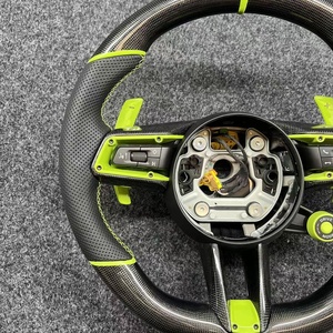 Volant en fibre de carbone haute performance pour Porsche, couleur vert pomme, modification et amélioration de la voiture - Product Image 2