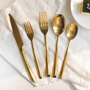 Boda de acero inoxidable biselado con cubertería chapados en oro utensilio de oro cubiertos - Product Image 6
