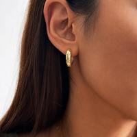 Серьги-кольца из нержавеющей стали 316L с позолотой 18K, классические, универсальные, с инкрустацией цирконами, геометрический дизайн, для женщин