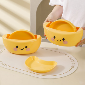 Assiette double couche en forme de lingot pour vaisselle domestique, réutilisable en plastique PP, plateau à collation et fruits, plat de récupération des restes alimentaires - Product Image 6