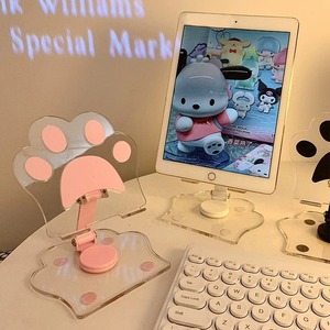 Transparent Cat Paw Phone Holder Acrylic Adjustable <b>Tablet</b> <b>Stand</b> For Desk Student Dormitory Use - Product Image 4