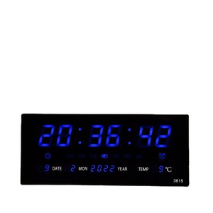 Horloge murale numérique LED surdimensionnée JIN PENG de 14,1 pouces avec date, jour et température pour la décoration de la maison et du bureau - Product Image 1