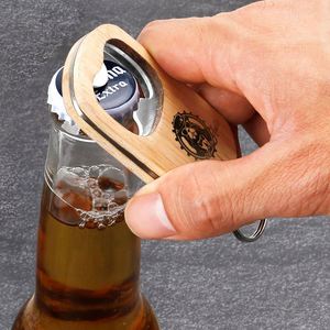 <b>Custom</b> Engraved Oval Wood Bottle Opener <b>Keychain</b> Durable & Portable Beech/Walnut for Home Bar Parties Corporate Gifts - Product Image 3