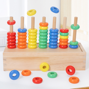 Montessori Wooden Stacking Rings Educational Toy Colorful Counting Beads Math Game for Kids Early Learning Number Teaching - Product Image 3