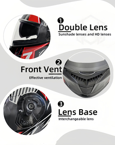 Nouveau <span class=keywords><strong>casque</strong></span> <span class=keywords><strong>de</strong></span> <span class=keywords><strong>moto</strong></span> électrique intégral unisexe HAD HAD-902 en ABS avec <span class=keywords><strong>masque</strong></span> double face, toutes saisons, pour adultes, emballage en boîte - Product Image 4