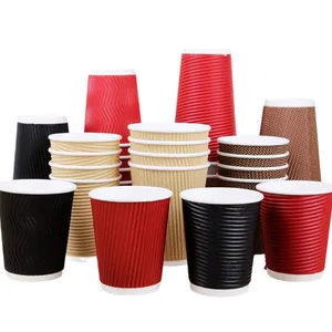 Wholesale custom made <b>disposable</b> coffee <b>cups</b> corrugated <b>cups</b> three layer thickened anti slip and heat insulating <b>cups</b> - Product Image 1