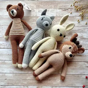 Bonecos de pelúcia de crochê artesanal, bonecos de coelho feito à mão, amigurumi, brinquedos de pelúcia, crianças dormirem