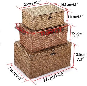 Cestas de Almacenamiento de Mimbre con Tapa de Decrafts, Cestas Rectangulares Tejidas para Organizar Juguetes y Refrigerios - Product Image 2
