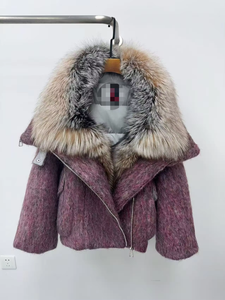 Chaqueta Reversible Impermeable <span class=keywords><strong>de</strong></span> Plumón <span class=keywords><strong>de</strong></span> <span class=keywords><strong>Ganso</strong></span> y Lana para <span class=keywords><strong>Mujer</strong></span>, con Borlas <span class=keywords><strong>de</strong></span> Piel en el Cuello, Gruesa y Cálida, Moda Invierno 2025 - Product Image 4
