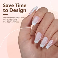 XCOATTIPS al por mayor, puntas de uñas de gel X-Coat tipo ataúd/bailarina, cobertura completa, punta francesa blanca, geles suaves, 160 unidades, puntas de uñas postizas para salón