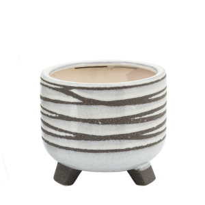 Set di vasi in ceramica con design a righe per uso interno ed esterno - Product Image 4