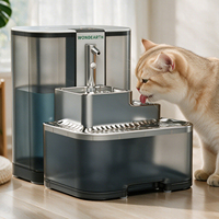 Fontaine à eau pour animaux de compagnie en acier inoxydable 5L, filtre intégré, réservoir d'eau propre/sale séparé, distributeur d'eau rechargeable pour chat