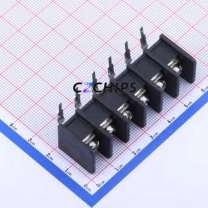 DBT30R-9.5-6P-BK-P Barrier Terminal Block Bent Lead Through Hole,P=9.5mm Connector Two Sides 9.5mm 1x6P Right Angle Pin - Product Image 1