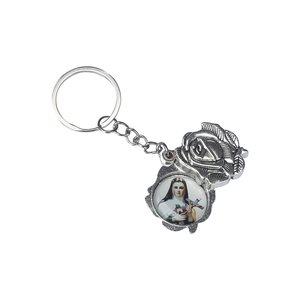 พวงกุญแจทางศาสนาทำจากโลหะผสมตามสั่ง<span class=keywords><strong>3D</strong></span> ของที่ระลึกพวงกุญแจแฟชั่นพิมพ์ลายกุหลาบยูวีของขวัญยังแม่พระ - Product Image 2