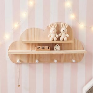 Crochets porte-clés en bois massif en forme de nuage pour entrées, rangement mural en forme de boîte mystère et présentoir, support pour bougies parfumées. - Product Image 3