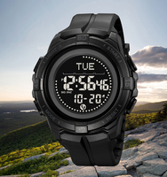 Montre numérique de sport de plein air pour homme SKMEI 2564, alarme, résistante à l'eau, cadran en résine, multifonction, boussole, stockage de données de calories et de kilomètres