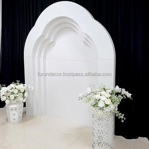 Nouvelle décoration de scène multi-accessoires grande arche de mariage incurvée blanche art en fer multicouche exclusif pour les mariages et les fêtes - Product Image 4