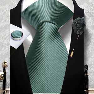 Ensemble cravate, boutons de manchette et épingle à revers Exve Exclusive, marque propre, étiquette personnalisée, respirant, classique, marron, polyester, uni, pour homme - Product Image 3