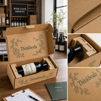 Boîte d'expédition de vin en carton ondulé personnalisée avec insert en pulpe moulée, emballage en papier kraft pour vin rouge, vin blanc, spiritueux