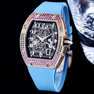 Top Luxury Men's Moissanite Inlaid Watch Sapphire <b>Mirror</b> Rubber Strap Designer Watch Wholesale - Product Image 2