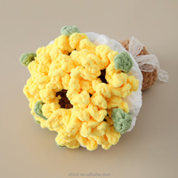 Cadeau de la Saint-Valentin, bouquet de fleurs en fil tricoté romantique, bouquet de roses au crochet fait main pour petite amie, femme