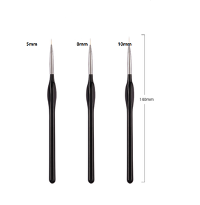 Ensemble professionnel de 3 pinceaux à ongles en nylon pour la peinture sur ongles, tête souple, manche noir, pour la décoration des ongles et les travaux manuels, kit de manucure pour salon - Product Image 1