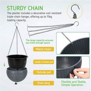 ตะกร้าห้อยผักผลไม้ทรงรี ทำจากปอกระเจา ใบไม้สีเขียว ปิดผนึก สำหรับเก็บของ  วัสดุจากหญ้าทะเล ทอจากสาหร่ายทะเล ผลิตในเวียดนาม - Product Image 5