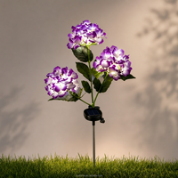Lampes LED solaires en forme d'hortensia - Décoration florale extérieure pour cour, jardin, allée, bord de lac