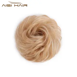 Aisi Haar Braziliaanse Menselijk Haar Krullend Blonde Chignon Broodje Elastische Touw Rubber Band Haarstukje Clip In Extension Voor Zwarte Vrouwen