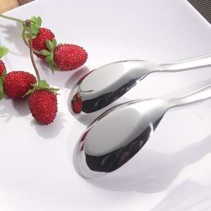 Ensemble de cuillères à fond plat en acier inoxydable, 3 pièces, résistantes à la chaleur, pour servir la soupe aux enfants, lavables au lave-vaisselle, couleur unie - Product Image 2