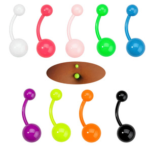 Anneau de nombril en acier inoxydable, couleur bonbon, électroplaqué, motif géométrique, finition peinte, double filetage, bijou corporel - Product Image 1