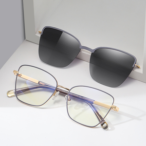 MS 85013 2025 TR90 + metallo Optica occhiali da sole di alta qualità magnete anteriore polarizzato Tac Clip uno specchio chiaro/lente marrone - Product Image 1